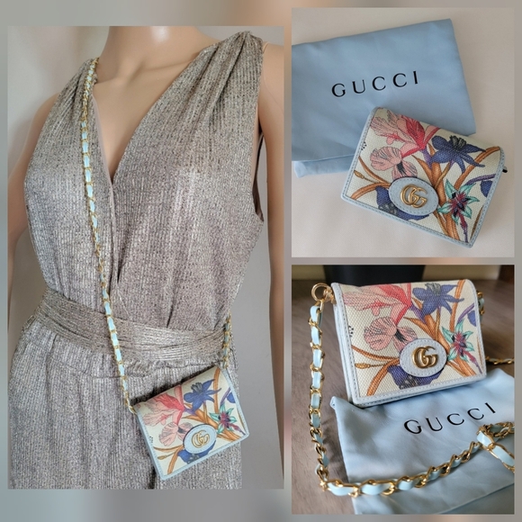 Final Price✅️ Authentic Limited Edition Gucci Floral wallet blue - Picture 1 of 17